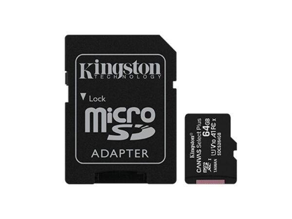 Tarjeta de memoria flash (adaptador microSDXC a SD Incluido) 64 GB Canvas Select Plus Kingston