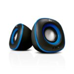 Parlante estéreo multimedia de 2.0 negro con azul Xtech