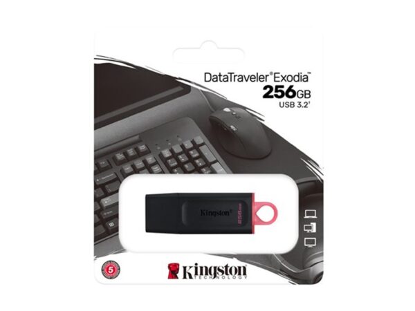 Memoria flash USB 3.2 Gen 1 de 256 GB negro con rosa DataTraveler Exodia Kingston - Imagen 4