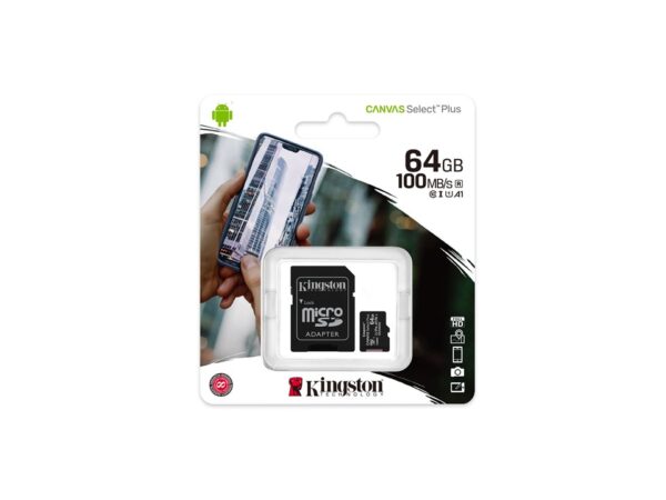 Tarjeta de memoria flash (adaptador microSDXC a SD Incluido) 64 GB Canvas Select Plus Kingston - Imagen 3