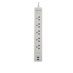 Protector tensión 1200J/1540W, 5 tomas universales, 2 USB/120V-240V,Color Blanco,Forza