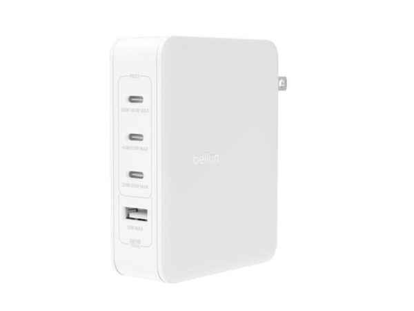 Adaptador de corriente tecnología GaN 4 puertos y 140 W Belkin
