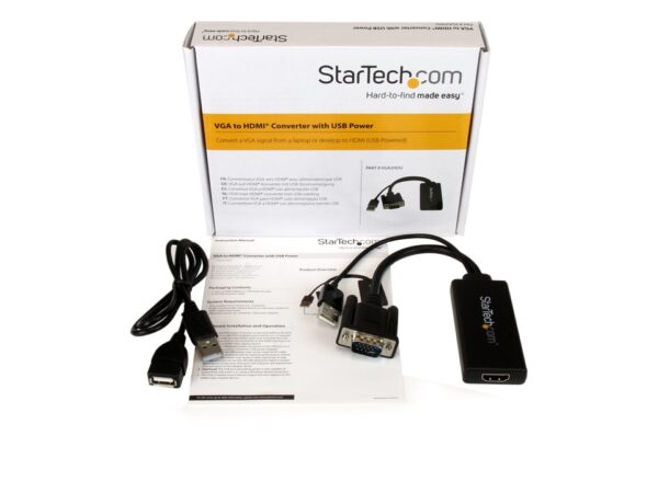 Adaptador Conversor VGA a HDMI con Audio USB y Alimentación - Cable Convertidor Móvil de HD15 a HDMI - 1080p - Imagen 2