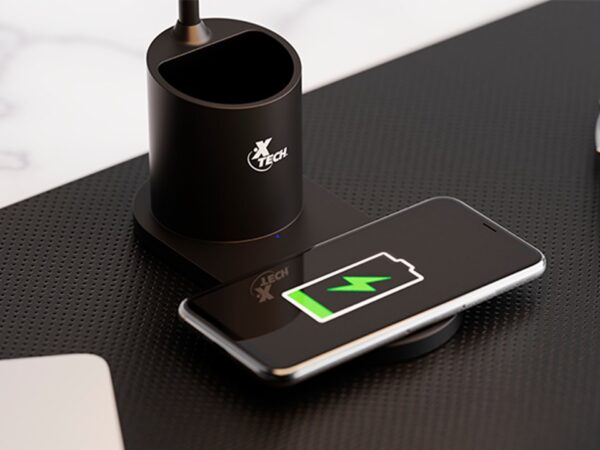 Lámpara LED de escritorio con portalápices y base de carga inalámbrica Xtech - Imagen 3
