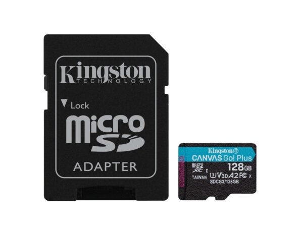 Tarjeta de memoria flash (adaptador microSDXC a SD Incluido) 128 GB Kingston Canvas Go! Plus