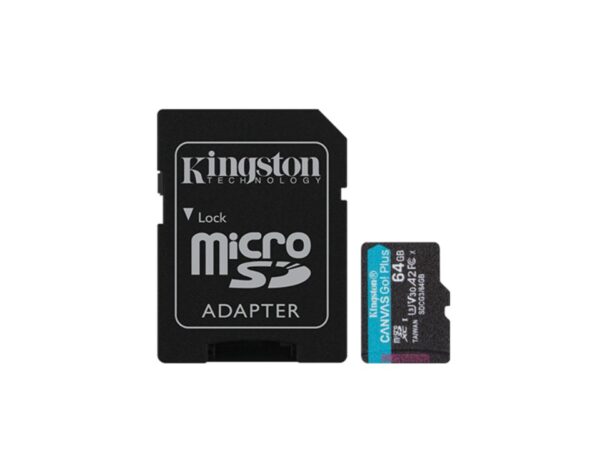 Tarjeta de memoria flash (adaptador microSDXC a SD Incluido) 64 GB Kingston Canvas Go! Plus