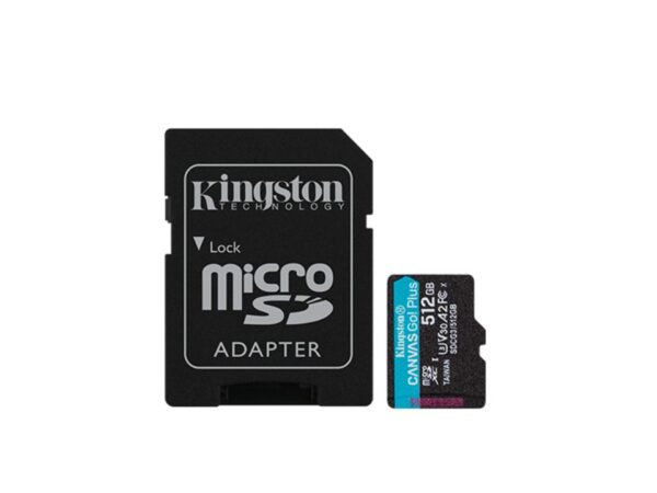 Tarjeta de memoria flash (adaptador microSDXC a SD Incluido) 512 GB Kingston Canvas Go! Plus