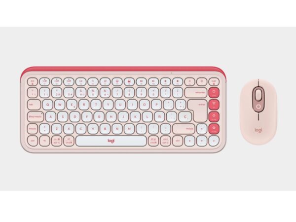 Combo de teclado y mouse POP Icon rosado/blanco Logitech