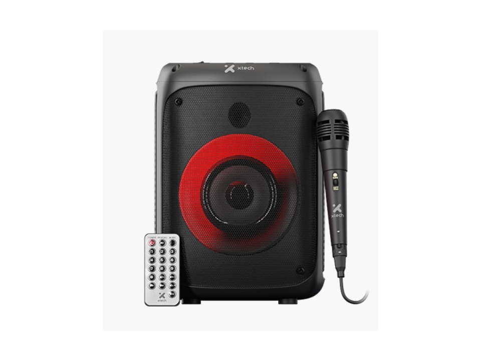 Parlante inalámbrico portátil con luces LED y micrófono SonicBloom Xtech