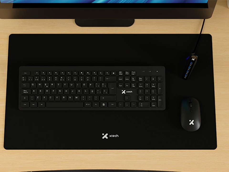 Kit de teclado multimedia y Mouse inalámbrico con alfombrilla XL y HUB USB 3.0 de 4 puertos Xtech - Imagen 4