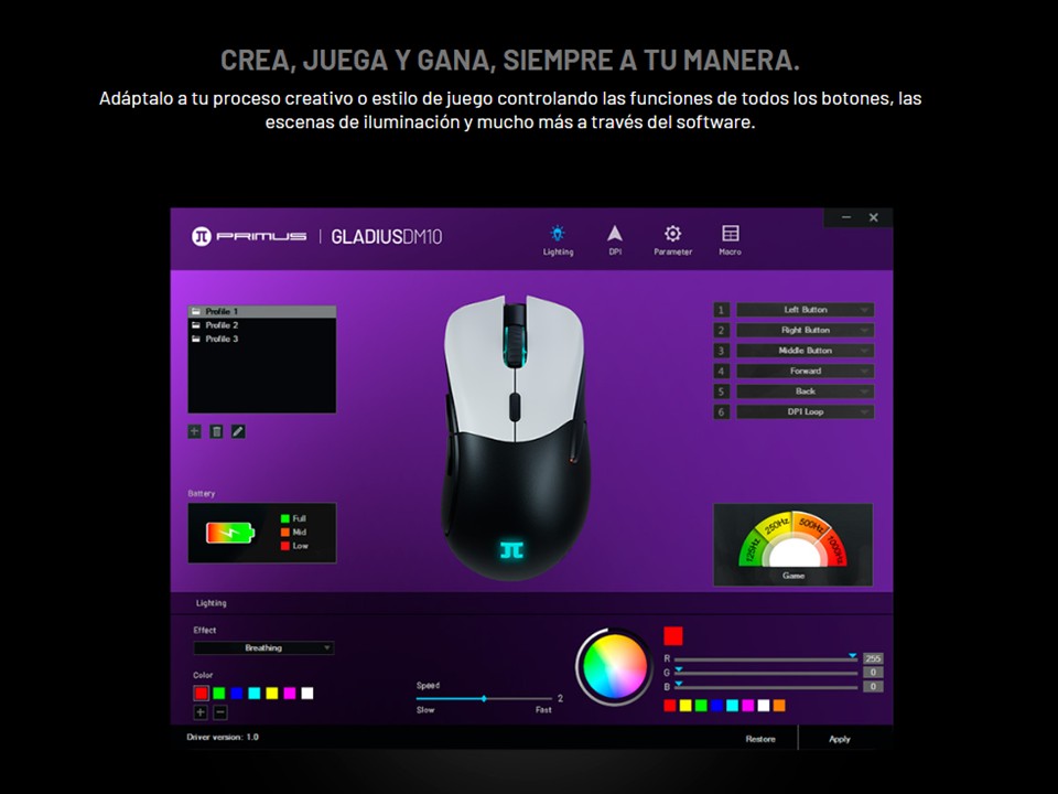 Mouse Gladius DM10 PMO-W203 Primus Gaming - Imagen 6