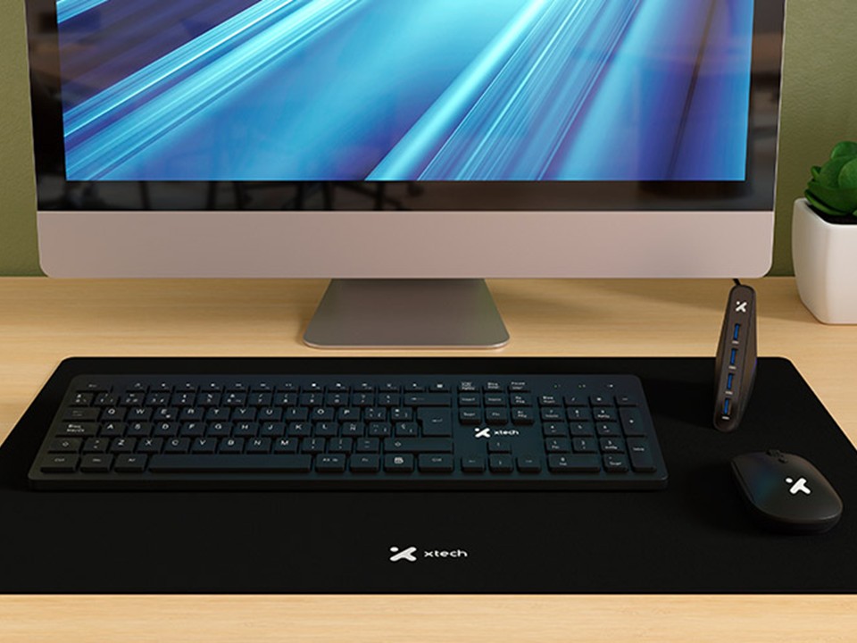 Kit de teclado multimedia y Mouse inalámbrico con alfombrilla XL y HUB USB 3.0 de 4 puertos Xtech - Imagen 5