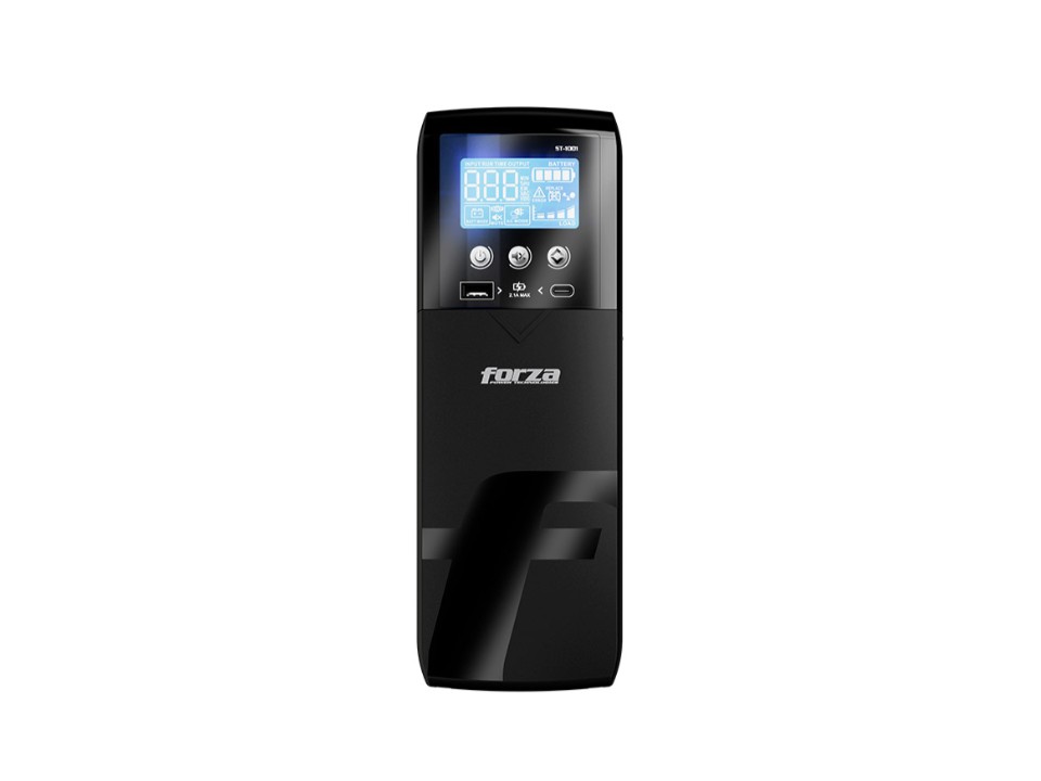 UPS Inteligente 1000VA/600W Torre Compacta, 10 salidas, LCD, Puertos USB de Carga, Software-120V Forza