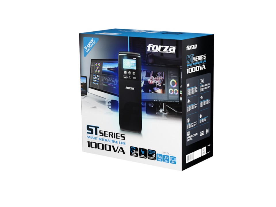 UPS Inteligente 1000VA/600W Torre Compacta, 10 salidas, LCD, Puertos USB de Carga, Software-120V Forza - Imagen 5