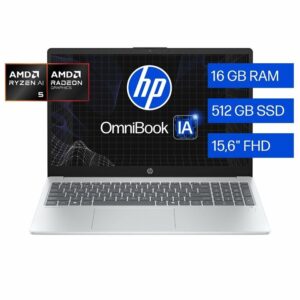 HP Omnibook 15.6" AMD Ryzen 5, 16GB SDRAM, 512 GB, AMD Radeon. Mod. 15-fn0051la