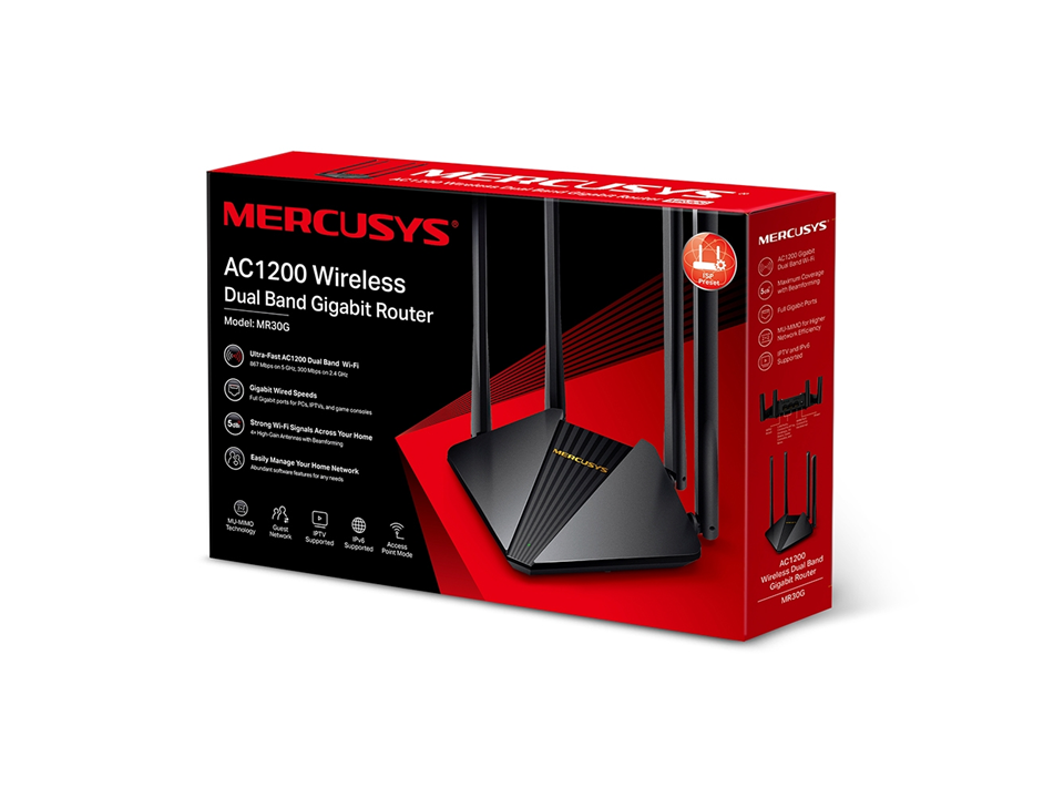 ROUTER INALÁMBRICO MERCUSYS MR30G DUAL BAND GIGABIT (AC1200)