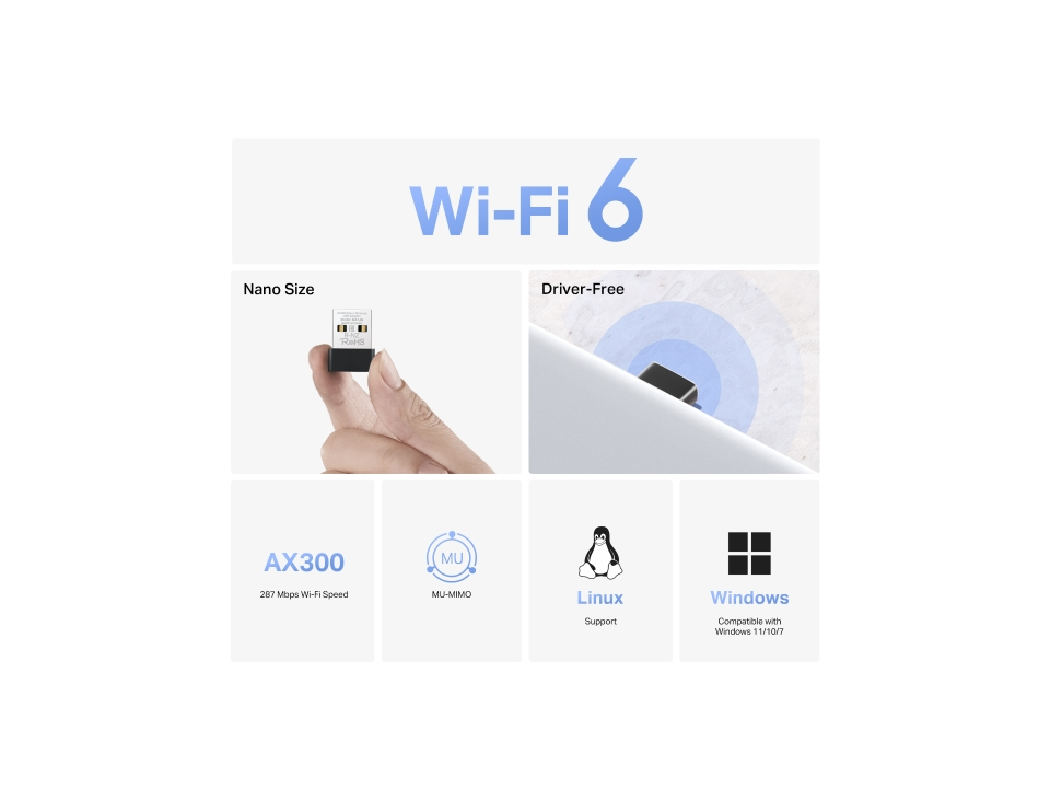 ADAPTADOR USB WI-FI 6 MERCUSYS MA14N (AX300) - Imagen 2