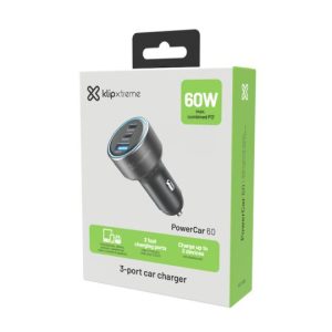 Cargador para automóvil (Car power adapter) de 60 Watt KCC-060 -  Klip Xtreme