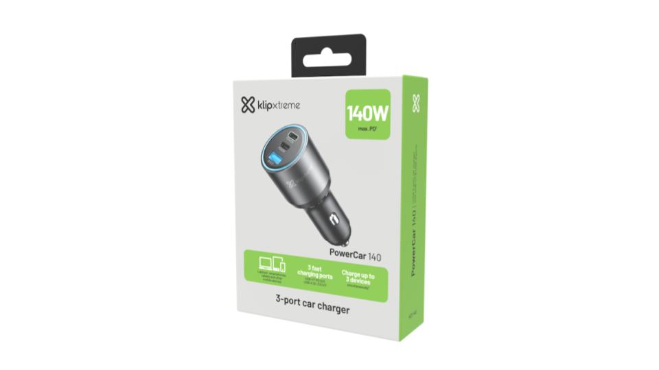 Cargador para automóvil (Car power adapter) de 140 Watt | PowerCar KCC-140 - Klip Xtreme