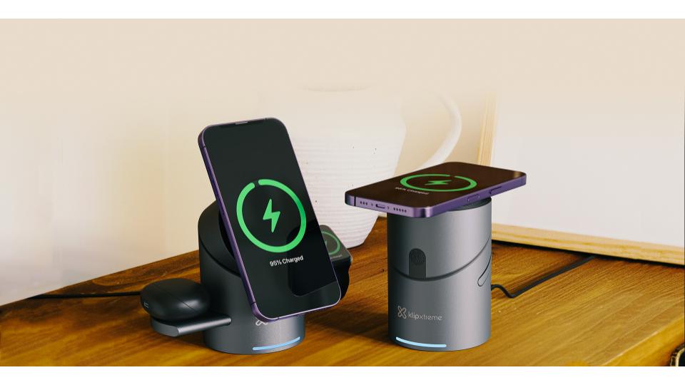 Cargador inalámbrico de tipo soporte (charging stand) de 15Watt | PowerDesk Spin KDC-400- Klip Xtreme - Imagen 8