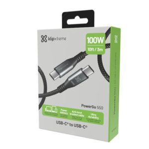 Cable de carga rápida PowerGo 550 Negro - Klip Xtreme