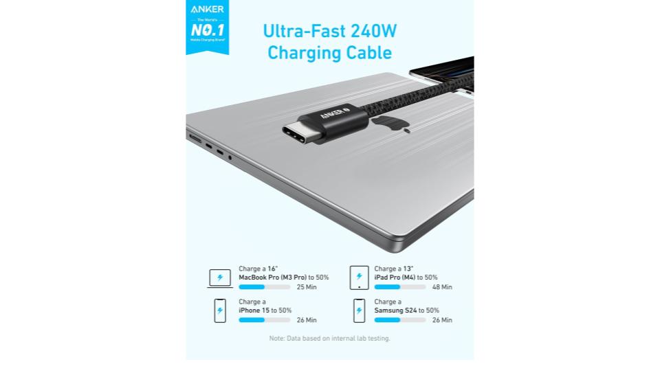 Cable de carga USB-C a USB-C de 1.8m 240W - Anker Zolo - Imagen 4