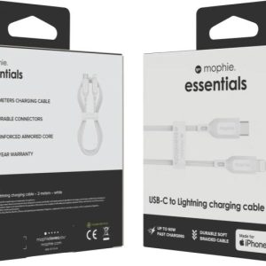 Cable de carga USB-C a Lightning de 20 W | Revestimiento TPE blanco - Mophie