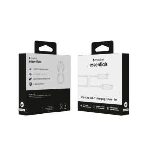 Cable de carga USB-C a USB-C de 60 W | Braided (Trenzado) blanco de 1m - Mophie