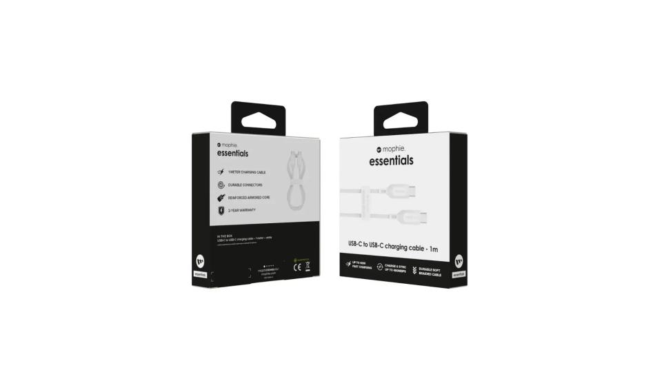 Cable de carga USB-C a USB-C de 60 W | Braided (Trenzado) blanco de 1m - Mophie