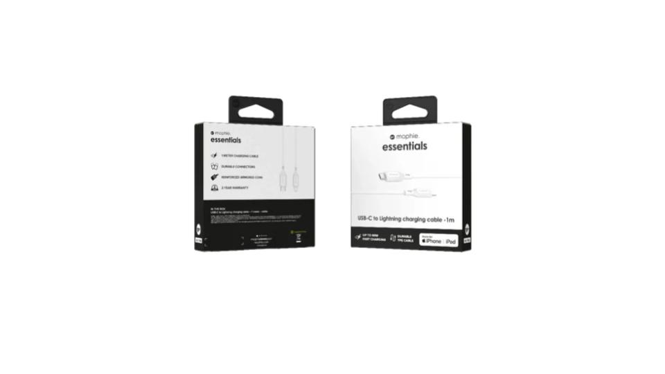 Cable de carga USB-C a Lightning de 60 W | Revestimiento TPE blanco de 1m - Mophie