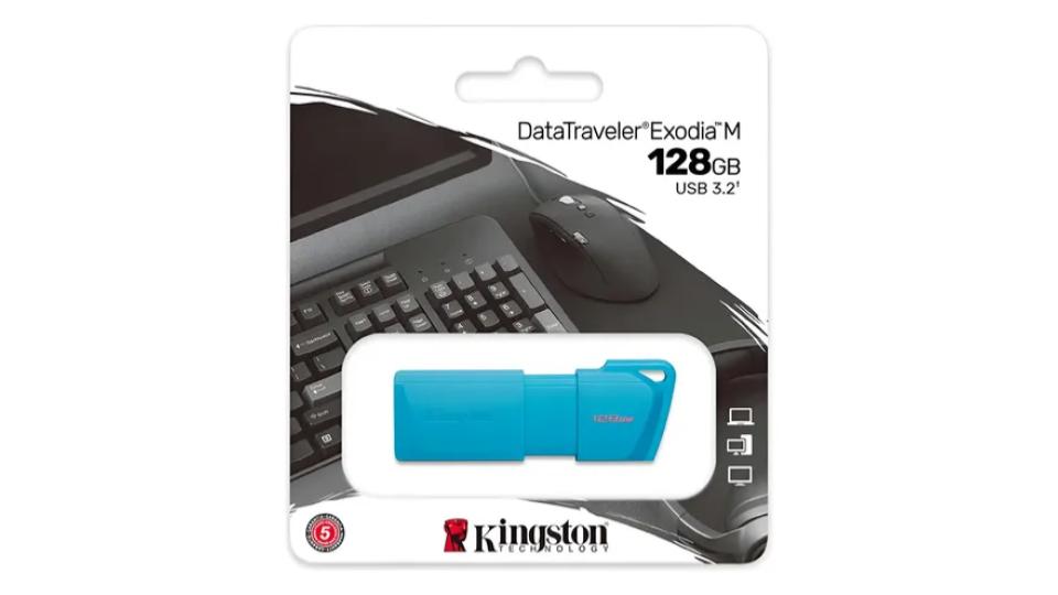Unidad flash USB 3.2 Gen 2 de 128GB NEON Aqua Blue – Kingston
