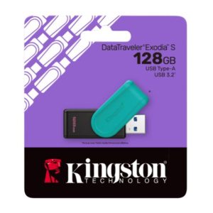 Unidad flash USB 3.2 Gen 1 de 128GB | Exodia S Negro/Turquesa – Kingston