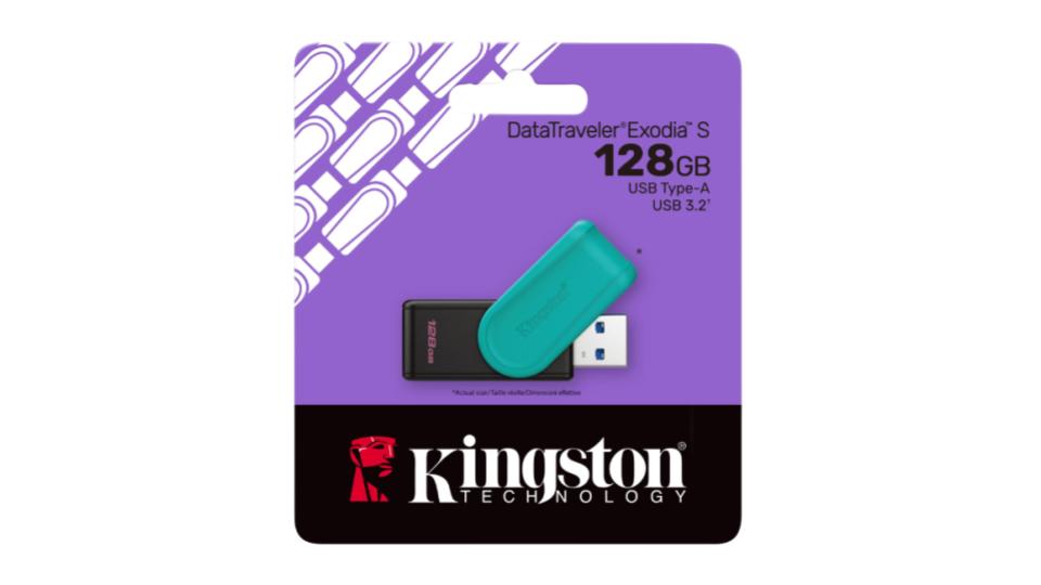 Unidad flash USB 3.2 Gen 1 de 128GB | Exodia S Negro/Turquesa – Kingston