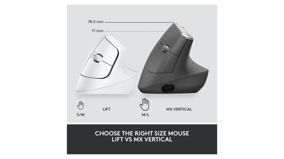 Mouse inalámbrico vertical ergonómico en color blanco hueso - Logitech Lift - Imagen 6