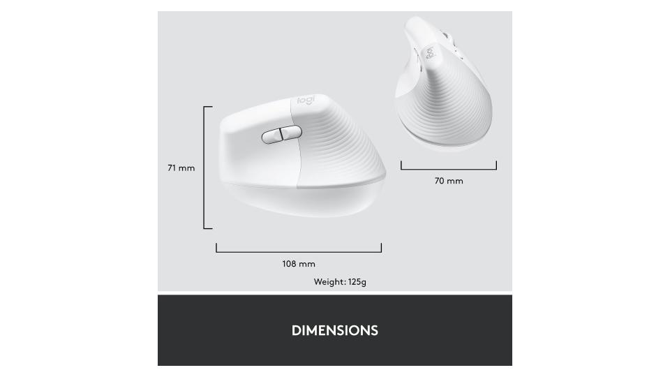 Mouse inalámbrico vertical ergonómico en color blanco hueso - Logitech Lift - Imagen 4
