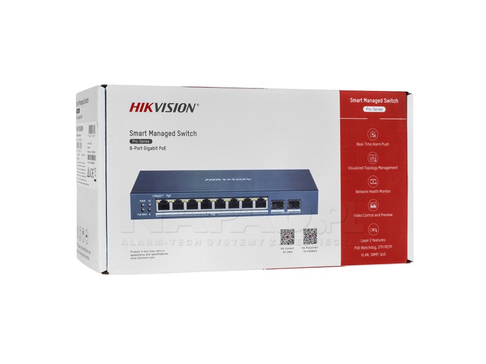 Switch Smart Managed Gigabit Hikvision de 8 Puertos PoE