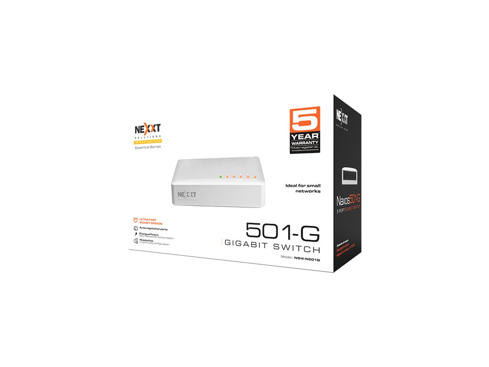 Switch Gigabit de 5 Puertos Nexxt Essential Naxos 501-G