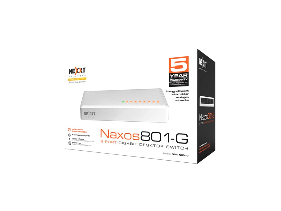 Switch Gigabit de 8 Puertos Nexxt Essential Naxos 801-G