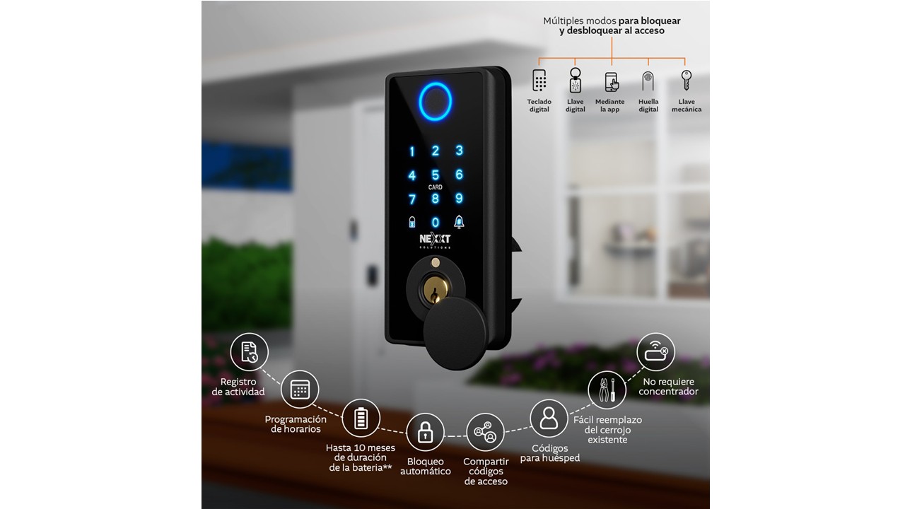 Nexxt Solutions Home Cerradura Inteligente Wi-Fi Negra - Imagen 2