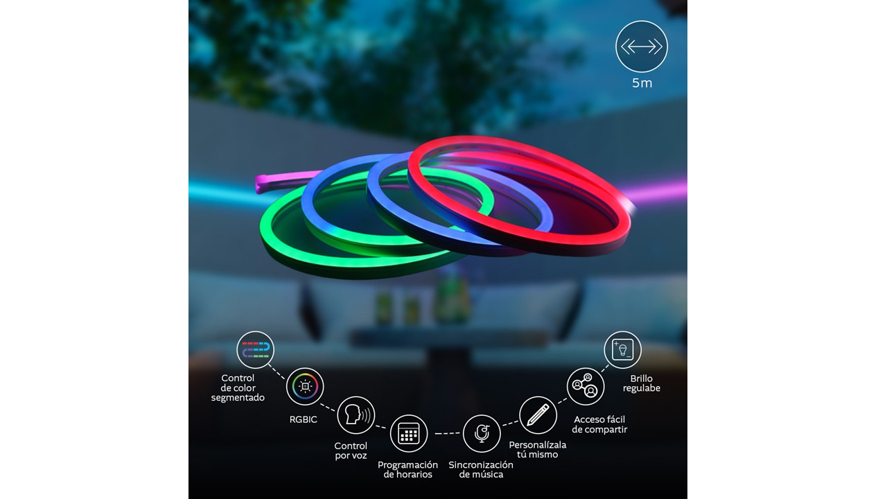 Tira LED Inteligente Nexxt Home Neon RGBIC Wi-Fi 5 m - Imagen 2
