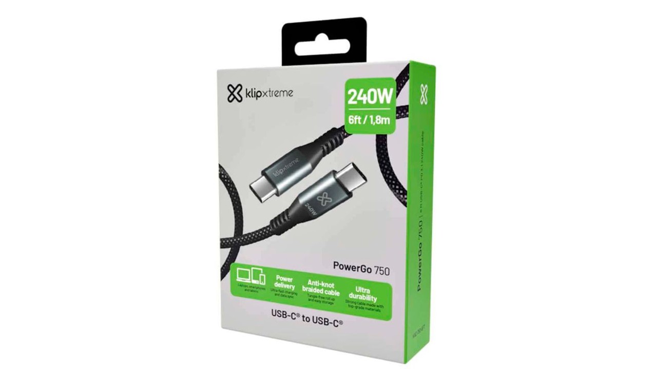 Cable USB-C Klip Xtreme de 1.8m Carga Rápida 240W Negro - Imagen 4